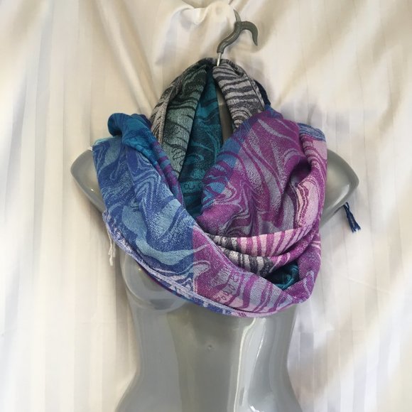 Women Gray Purple Blue 100% Pashmina Scarf Wrap Shawl Bohemian Cashmere Boho - Picture 7 of 12